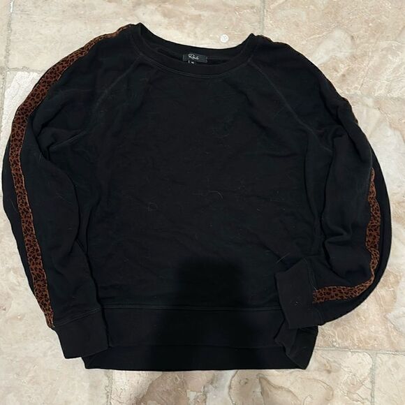 Rails black Theo sweatshirt with velvet animal print shoulder stripe XS - Picture 1 of 7